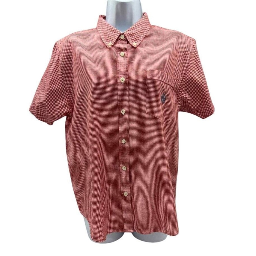 Bugle Boy Collection For Her‎ Cotton Short Sleeve M Red Check Preppy Picnic